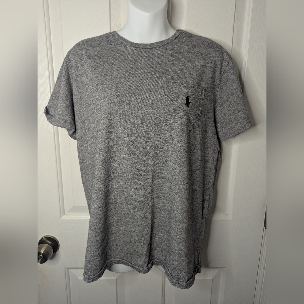 Polo Ralph Lauren Crew Neck Classic-Fit Cotton T-Shirt Mens Grey Heather, Med